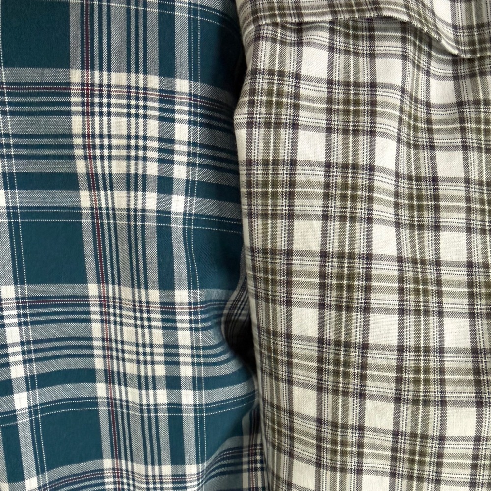 Lot‎ of 2 JOS A BANK TRAVELER Mens L Plaid Button Down Shirt Traditional Fit
